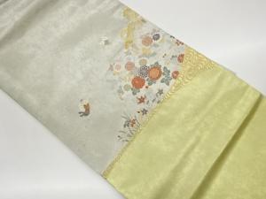 引箔松に秋草・蝶・観世水模様織出し名古屋帯